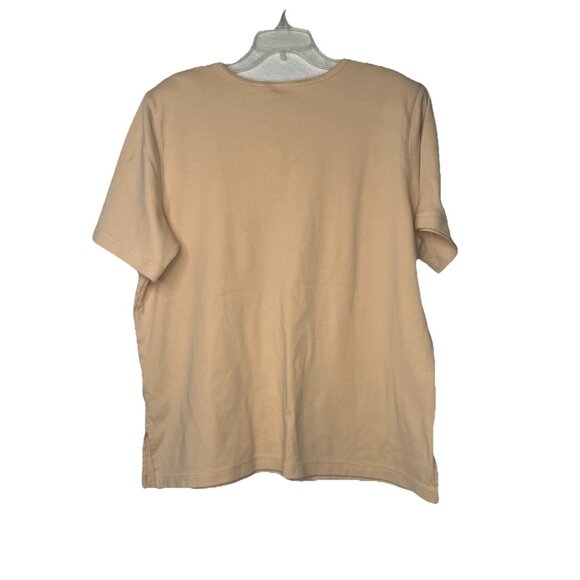 Alfred Dunner Short Sleeve Peach Embroidered Shirt Top Plus  Sz 1X Shoulder Pads - Picture 7 of 11